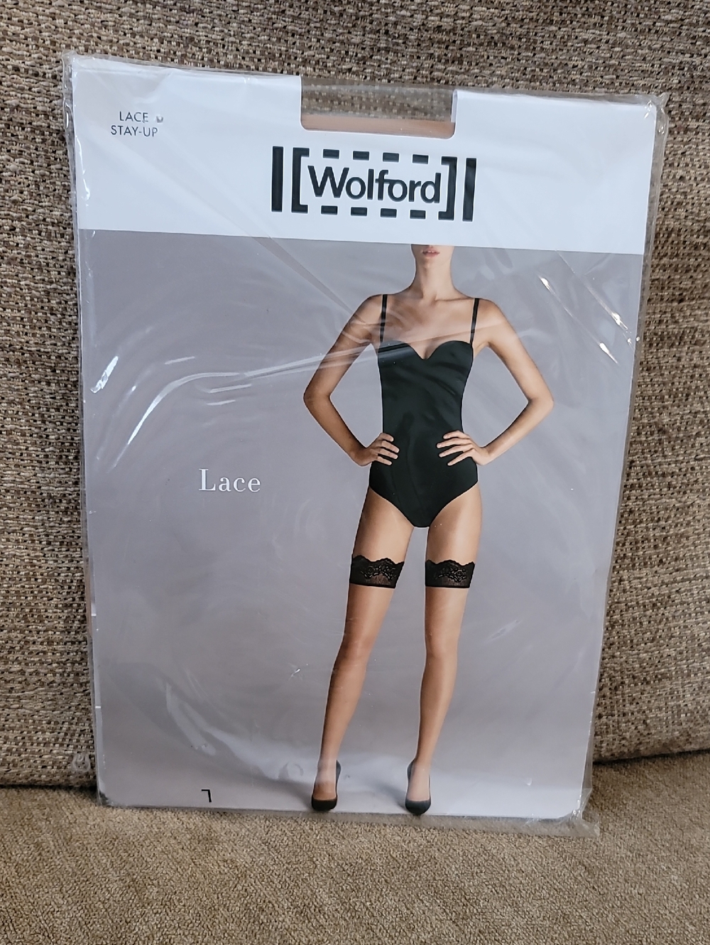 Wolford Lace Stay-Up Thigh Highs Gobi/Black L - Picture 14 of 14